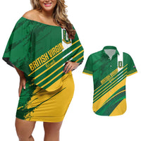 Custom British Virgin Islands Football Couples Matching Off Shoulder Short Dress and Hawaiian Shirt Come On Nature Boys