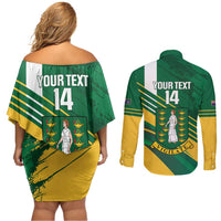 Custom British Virgin Islands Football Couples Matching Off Shoulder Short Dress and Long Sleeve Button Shirt Come On Nature Boys