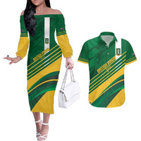 Custom British Virgin Islands Football Couples Matching Off The Shoulder Long Sleeve Dress and Hawaiian Shirt Come On Nature Boys