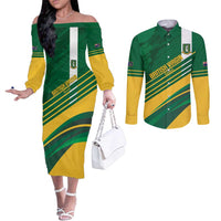 Custom British Virgin Islands Football Couples Matching Off The Shoulder Long Sleeve Dress and Long Sleeve Button Shirt Come On Nature Boys
