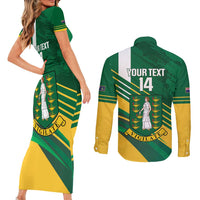 Custom British Virgin Islands Football Couples Matching Short Sleeve Bodycon Dress and Long Sleeve Button Shirt Come On Nature Boys