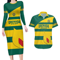 Custom Grenada Football Couples Matching Long Sleeve Bodycon Dress and Hawaiian Shirt Go Spice Boys Green Version