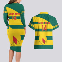 Custom Grenada Football Couples Matching Long Sleeve Bodycon Dress and Hawaiian Shirt Go Spice Boys Green Version