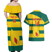 Custom Grenada Football Couples Matching Off Shoulder Maxi Dress and Hawaiian Shirt Go Spice Boys Green Version