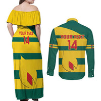 Custom Grenada Football Couples Matching Off Shoulder Maxi Dress and Long Sleeve Button Shirt Go Spice Boys Green Version