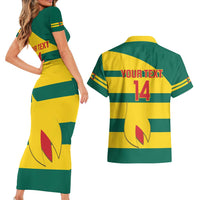Custom Grenada Football Couples Matching Short Sleeve Bodycon Dress and Hawaiian Shirt Go Spice Boys Green Version