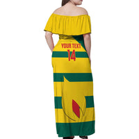 Custom Grenada Football Family Matching Off Shoulder Maxi Dress and Hawaiian Shirt Go Spice Boys Green Version