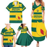 Custom Grenada Football Family Matching Summer Maxi Dress and Hawaiian Shirt Go Spice Boys Green Version