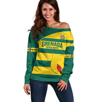 Custom Grenada Football Off Shoulder Sweater Go Spice Boys Green Version