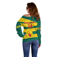 Custom Grenada Football Off Shoulder Sweater Go Spice Boys Green Version