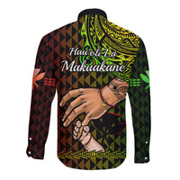 Polynesian Pride Father Day Hawaii Long Sleeve Button Shirt Kanaka Kakau Hauoli La Makuakane - Wonder Print Shop