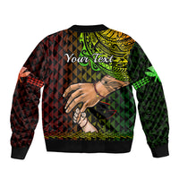 Personalised Father Day Hawaii Bomber Jacket Kanaka Kakau Hauoli La Makuakane - Wonder Print Shop