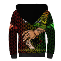 Personalised Father Day Hawaii Sherpa Hoodie Kanaka Kakau Hauoli La Makuakane - Wonder Print Shop
