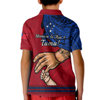 Polynesian Pride Father Day Samoa Polo Shirt for Kid Manuia le Aso Sa o Tama Red Version - Wonder Print Shop