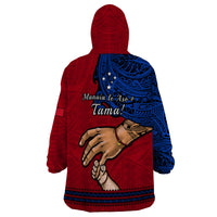 Polynesian Pride Father Day Samoa Wearable Blanket Hoodie Manuia le Aso Sa o Tama Red Version - Wonder Print Shop
