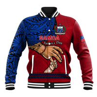 Personalised Father Day Samoa Baseball Jacket Manuia le Aso Sa o Tama Red Version - Wonder Print Shop