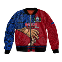 Personalised Father Day Samoa Bomber Jacket Manuia le Aso Sa o Tama Red Version - Wonder Print Shop
