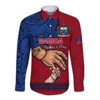 Personalised Father Day Samoa Long Sleeve Button Shirt Manuia le Aso Sa o Tama Red Version - Wonder Print Shop