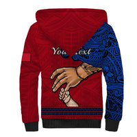 Personalised Father Day Samoa Sherpa Hoodie Manuia le Aso Sa o Tama Red Version - Wonder Print Shop