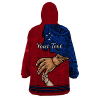 Personalised Father Day Samoa Wearable Blanket Hoodie Manuia le Aso Sa o Tama Red Version - Wonder Print Shop