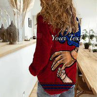 Personalised Father Day Samoa Women Casual Shirt Manuia le Aso Sa o Tama Red Version - Wonder Print Shop