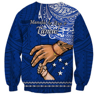Polynesian Pride Father Day Samoa Sweatshirt Manuia le Aso Sa o Tama Blue Version - Wonder Print Shop