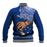 Personalised Father Day Samoa Baseball Jacket Manuia le Aso Sa o Tama Blue Version - Wonder Print Shop