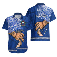 Personalised Father Day Samoa Hawaiian Shirt Manuia le Aso Sa o Tama Blue Version - Wonder Print Shop