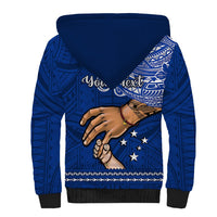 Personalised Father Day Samoa Sherpa Hoodie Manuia le Aso Sa o Tama Blue Version - Wonder Print Shop