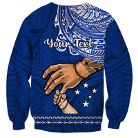 Personalised Father Day Samoa Sweatshirt Manuia le Aso Sa o Tama Blue Version - Wonder Print Shop