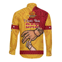 Polynesian Pride Father Day Papua New Guinea Long Sleeve Button Shirt PNG I Love You Dad Yellow Version - Wonder Print Shop
