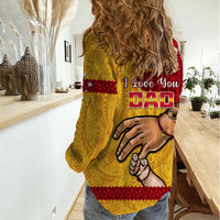 Polynesian Pride Father Day Papua New Guinea Women Casual Shirt PNG I Love You Dad Yellow Version - Wonder Print Shop
