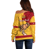 Personalised Father Day Papua New Guinea Off Shoulder Sweater PNG I Love You Dad Yellow Version - Wonder Print Shop