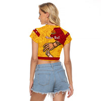 Personalised Father Day Papua New Guinea Raglan Cropped T Shirt PNG I Love You Dad Yellow Version - Wonder Print Shop