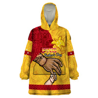 Personalised Father Day Papua New Guinea Wearable Blanket Hoodie PNG I Love You Dad Yellow Version - Wonder Print Shop