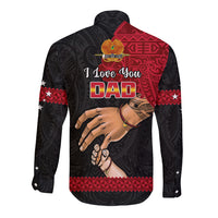 Polynesian Pride Father Day Papua New Guinea Long Sleeve Button Shirt PNG I Love You Dad Black Version - Wonder Print Shop