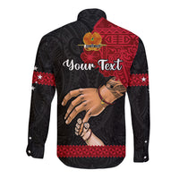 Personalised Father Day Papua New Guinea Long Sleeve Button Shirt PNG I Love You Dad Black Version - Wonder Print Shop