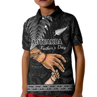 Polynesian Pride Father Day New Zealand Polo Shirt for Kid Aotearoa Maori Fern I Love You Dad - Wonder Print Shop