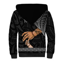 Personalised Father Day New Zealand Sherpa Hoodie Aotearoa Maori Fern I Love You Dad - Wonder Print Shop