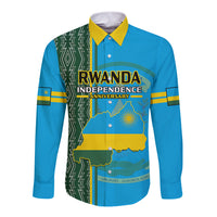 1 July Independence Day Rwanda Long Sleeve Button Shirt African Imigongo Happy 61st Anniversary - Wonder Print Shop