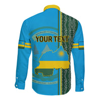 Personalised 1 July Independence Day Rwanda Long Sleeve Button Shirt African Imigongo Happy 61st Anniversary - Wonder Print Shop