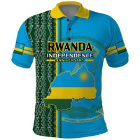 Personalised 1 July Independence Day Rwanda Polo Shirt African Imigongo Happy 61st Anniversary - Wonder Print Shop