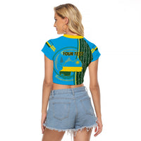 Personalised 1 July Independence Day Rwanda Raglan Cropped T Shirt African Imigongo Happy 61st Anniversary - Wonder Print Shop