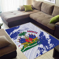 Custom Haiti Football Area Rug Les Grenadiers Blue Grunge Polynesian Tattoo - Wonder Print Shop