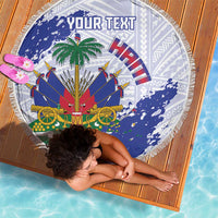 Custom Haiti Football Beach Blanket Les Grenadiers Blue Grunge Polynesian Tattoo - Wonder Print Shop