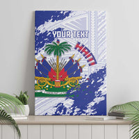 Custom Haiti Football Canvas Wall Art Les Grenadiers Blue Grunge Polynesian Tattoo - Wonder Print Shop