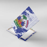 Custom Haiti Football Canvas Wall Art Les Grenadiers Blue Grunge Polynesian Tattoo - Wonder Print Shop