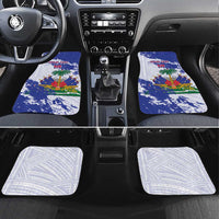 Custom Haiti Football Car Mats Les Grenadiers Blue Grunge Polynesian Tattoo - Wonder Print Shop