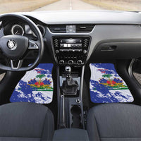 Custom Haiti Football Car Mats Les Grenadiers Blue Grunge Polynesian Tattoo - Wonder Print Shop