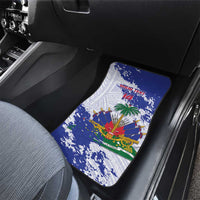 Custom Haiti Football Car Mats Les Grenadiers Blue Grunge Polynesian Tattoo - Wonder Print Shop